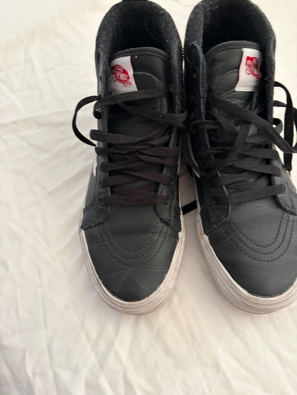 Custom Winter Vans Sk8-Hi (black leather) Size 8.5